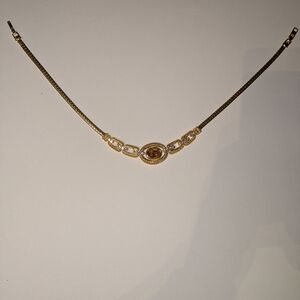Vintage Gold Plated Necklace with Gemstone